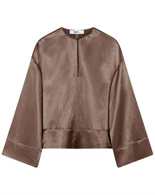 Davies High Shine Blend Bluse - Glacier Grey